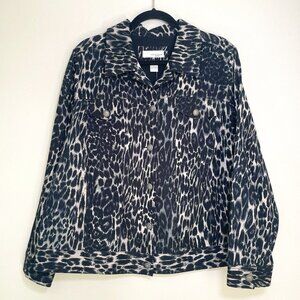 NWOT Women's 2X Lucy & Laurel Animal Print Denim Style Jacket